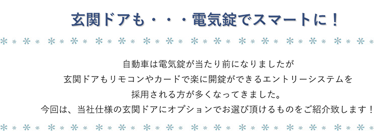 玄関ドアも・・・電気錠でスマートに