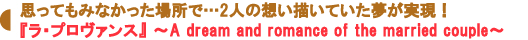 『ラ・プロヴァンス』~A dream and romance of the married couple~